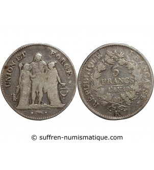France 5 Francs Union & Force - L'An 10 K Bordeaux