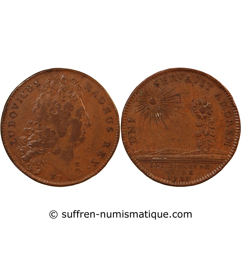 ETATS DE LILLE, LOUIS XIV – JETON CUIVRE 1713