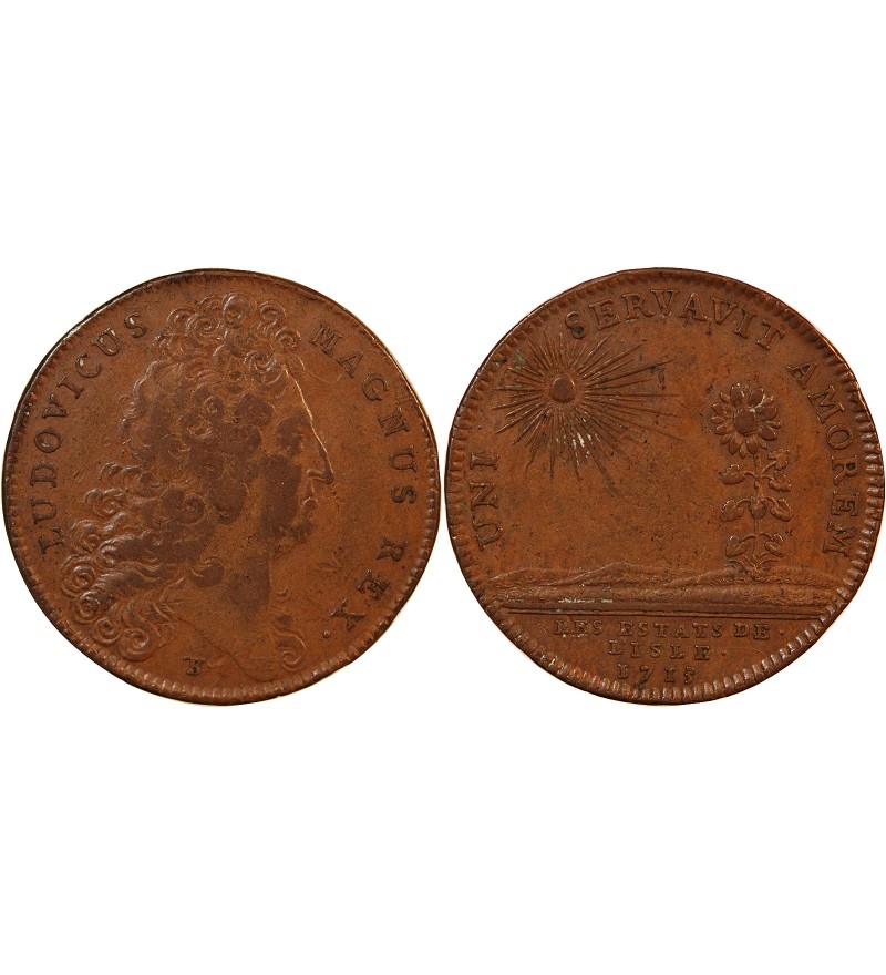 ETATS DE LILLE, LOUIS XIV – JETON CUIVRE 1713