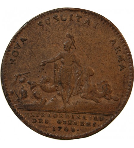 EXTRAORDINAIRE DES GUERRES, LOUIS XIV - JETON CUIVRE 1708