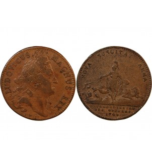 EXTRAORDINAIRE DES GUERRES, LOUIS XIV - JETON CUIVRE 1708 2