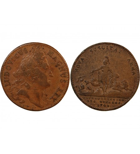 EXTRAORDINAIRE DES GUERRES, LOUIS XIV - JETON CUIVRE 1708