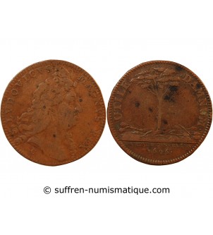 PARTIES CASUELLES, LOUIS XIV - JETON CUIVRE 1696