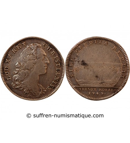 TRÉSOR ROYAL, LOUIS XV - JETON ARGENT 1749