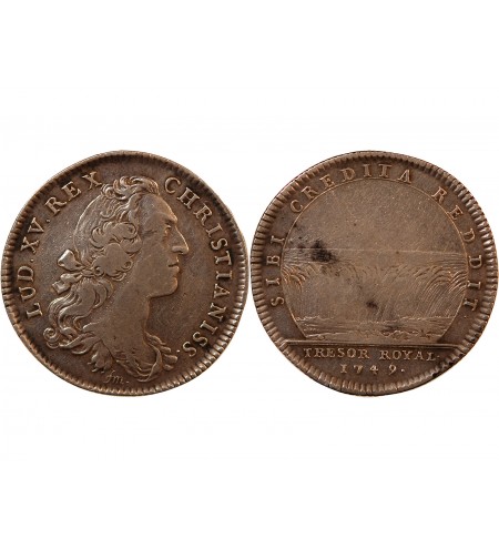 TRÉSOR ROYAL, LOUIS XV - JETON ARGENT 1749
