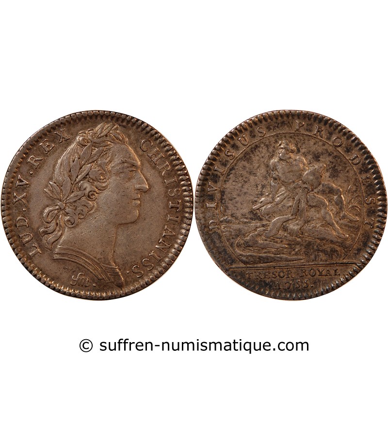 TRÉSOR ROYAL, LOUIS XV - JETON ARGENT 1755