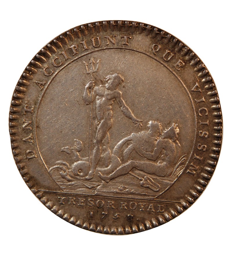 TRÉSOR ROYAL, LOUIS XV - JETON ARGENT 1758
