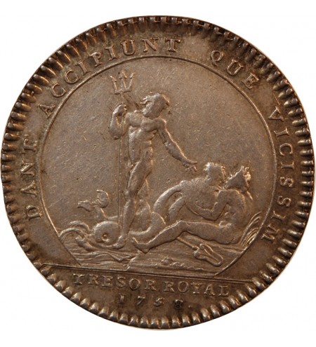 TRÉSOR ROYAL, LOUIS XV - JETON ARGENT 1758