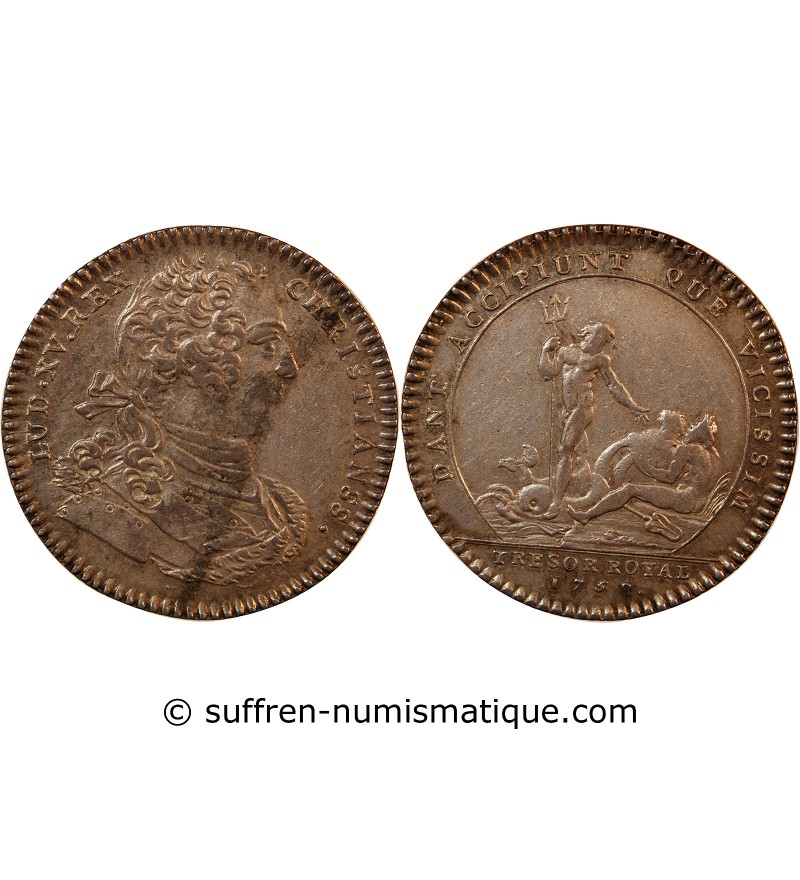TRÉSOR ROYAL, LOUIS XV - JETON ARGENT 1758