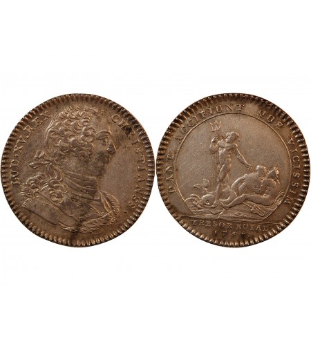 TRÉSOR ROYAL, LOUIS XV - JETON ARGENT 1758