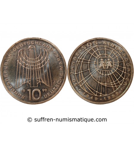 ALLEMAGNE - 10 MARK ARGENT 1999 J HAMBOURG - SOS Villages d'enfants