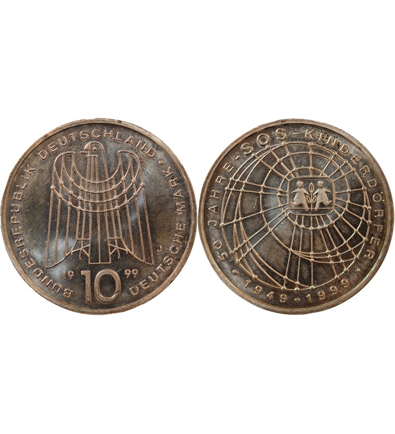 ALLEMAGNE - 10 MARK ARGENT 1999 J HAMBOURG - SOS Villages d'enfants