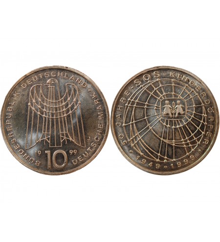 ALLEMAGNE - 10 MARK ARGENT 1999 J HAMBOURG - SOS Villages d'enfants