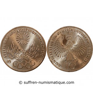 ALLEMAGNE - 10 MARK ARGENT 1972 J HAMBOURG - JO DE MUNICH