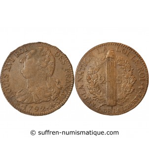 REVOLUTION FRANCAISE, CONSTITUTION - 2 SOLS 1792 A PARIS