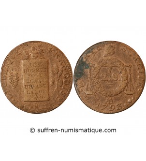 REVOLUTION FRANCAISE, CONVENTION - 2 SOLS A LA BALANCE 1793 AA METZ