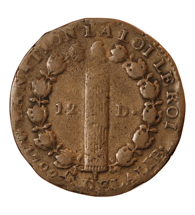 REVOLUTION FRANCAISE, CONSTITUTION - 12 DENIERS 1792 A PARIS