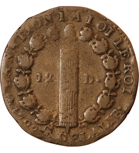 REVOLUTION FRANCAISE, CONSTITUTION - 12 DENIERS 1792 A PARIS