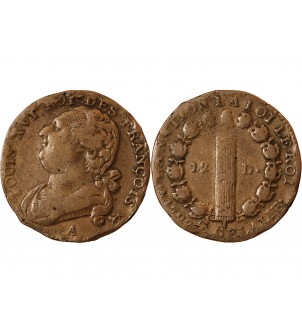 REVOLUTION FRANCAISE, CONSTITUTION - 12 DENIERS 1792 A PARIS 2