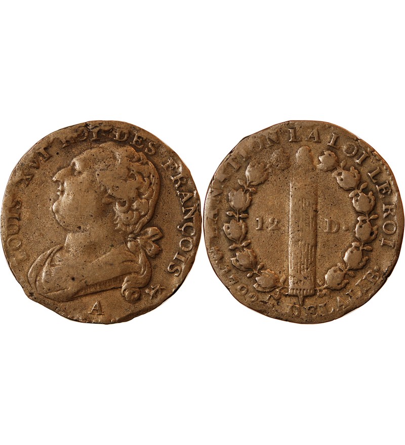 REVOLUTION FRANCAISE, CONSTITUTION - 12 DENIERS 1792 A PARIS