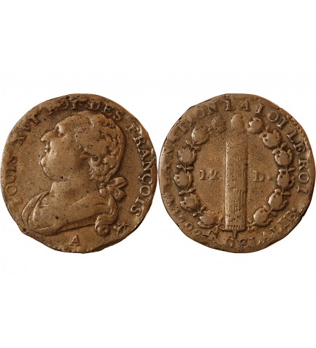 REVOLUTION FRANCAISE, CONSTITUTION - 12 DENIERS 1792 A PARIS