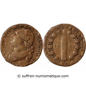 REVOLUTION FRANCAISE, CONSTITUTION - 12 DENIERS 1792 A PARIS