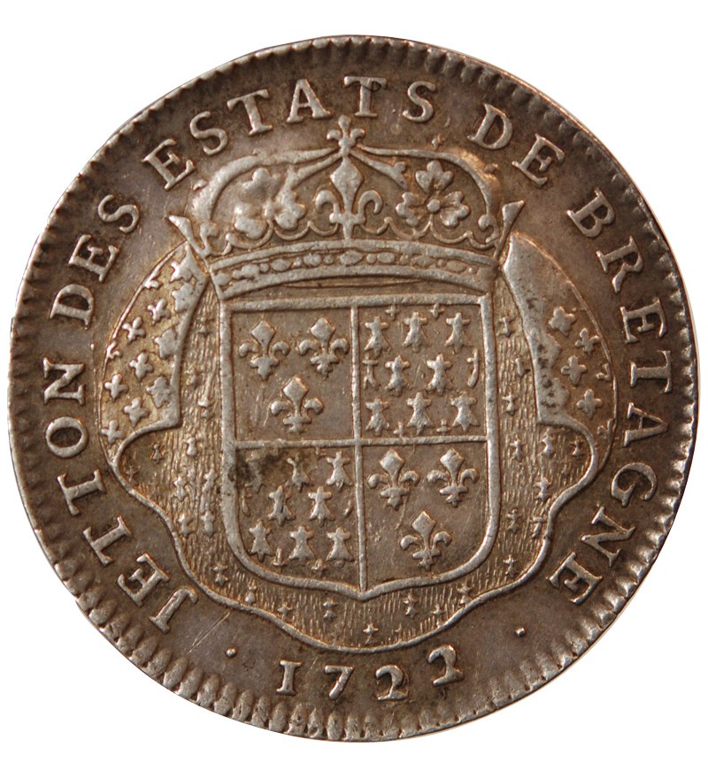 ETATS DE BRETAGNE, LOUIS XV – JETON ARGENT 1722 NANTES Daniel 76