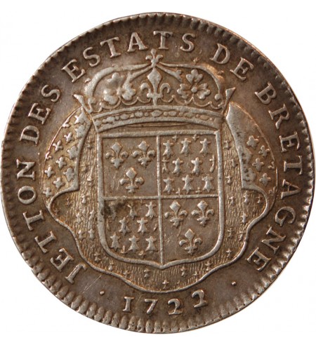 ETATS DE BRETAGNE, LOUIS XV – JETON ARGENT 1722 NANTES Daniel 76