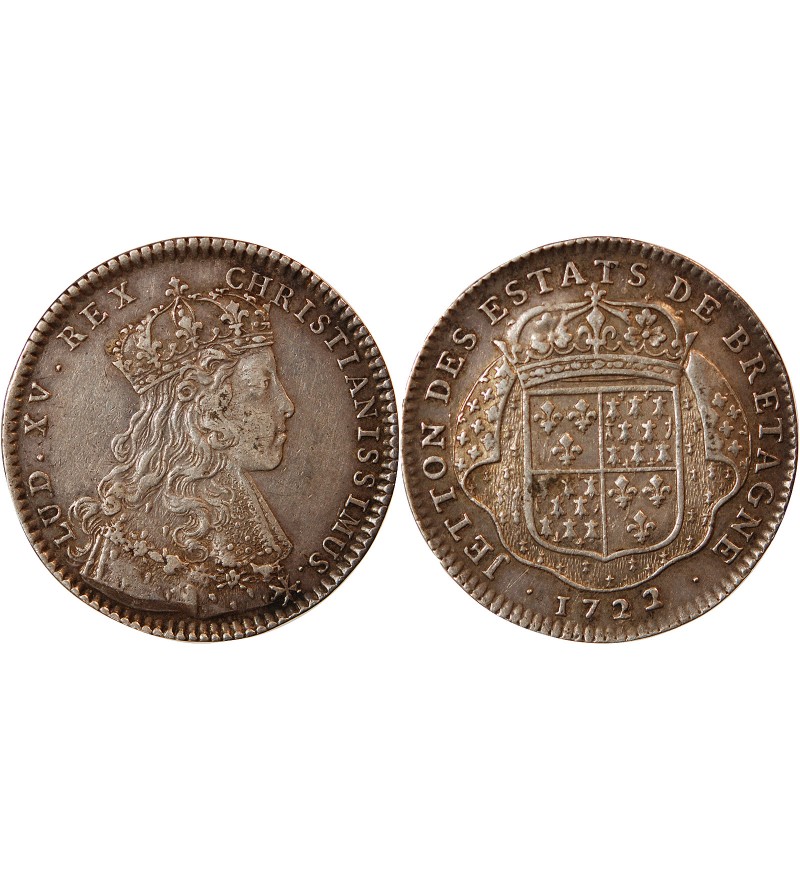 ETATS DE BRETAGNE, LOUIS XV – JETON ARGENT 1722 NANTES Daniel 76