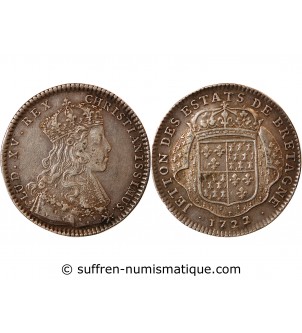 ETATS DE BRETAGNE, LOUIS XV – JETON ARGENT 1722 NANTES Daniel 76