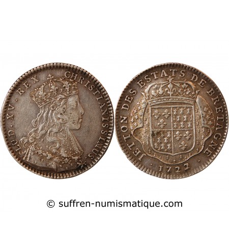 ETATS DE BRETAGNE, LOUIS XV – JETON ARGENT 1722 NANTES Daniel 76