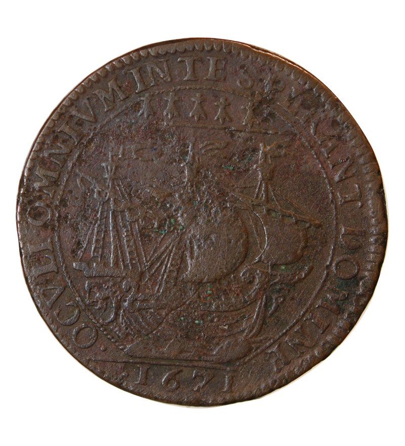 MAIRE DE NANTES, GRATIEN LIBAULT, SIEUR DE LA TEMPLERIE – JETON CUIVRE 1671 F.8882