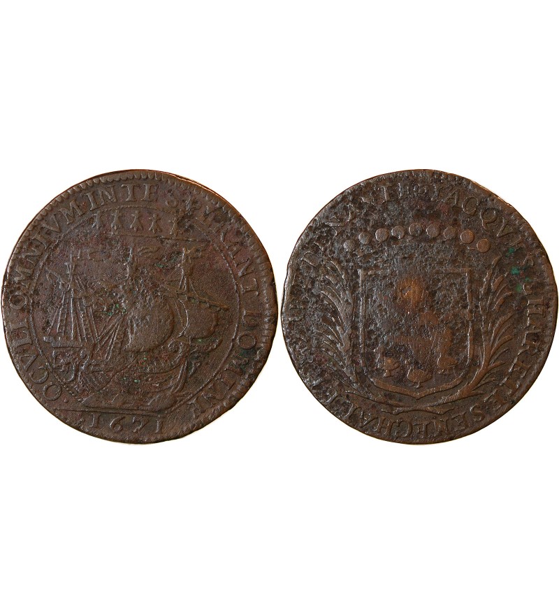 MAIRE DE NANTES, GRATIEN LIBAULT, SIEUR DE LA TEMPLERIE – JETON CUIVRE 1671 F.8882