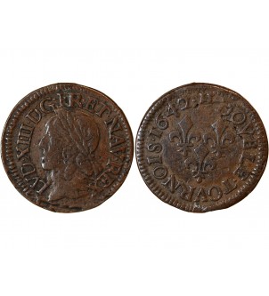 LOUIS XIII - DOUBLE TOURNOIS 1634 H LA ROCHELLE - Type Warin 2