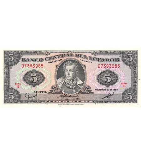 EQUATEUR - 5 SUCRES 22/11/1988 - NEUF
