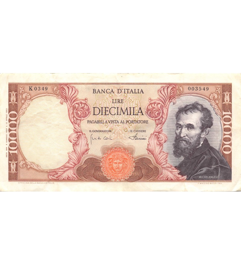 ITALIE - 10000 LIRE 04-01-1968 - MICHEL-ANGE