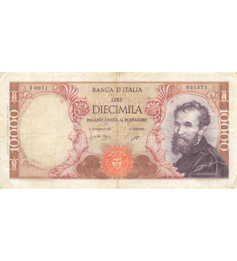 ITALIE - 10000 LIRE 03-07-1962 - MICHEL-ANGE