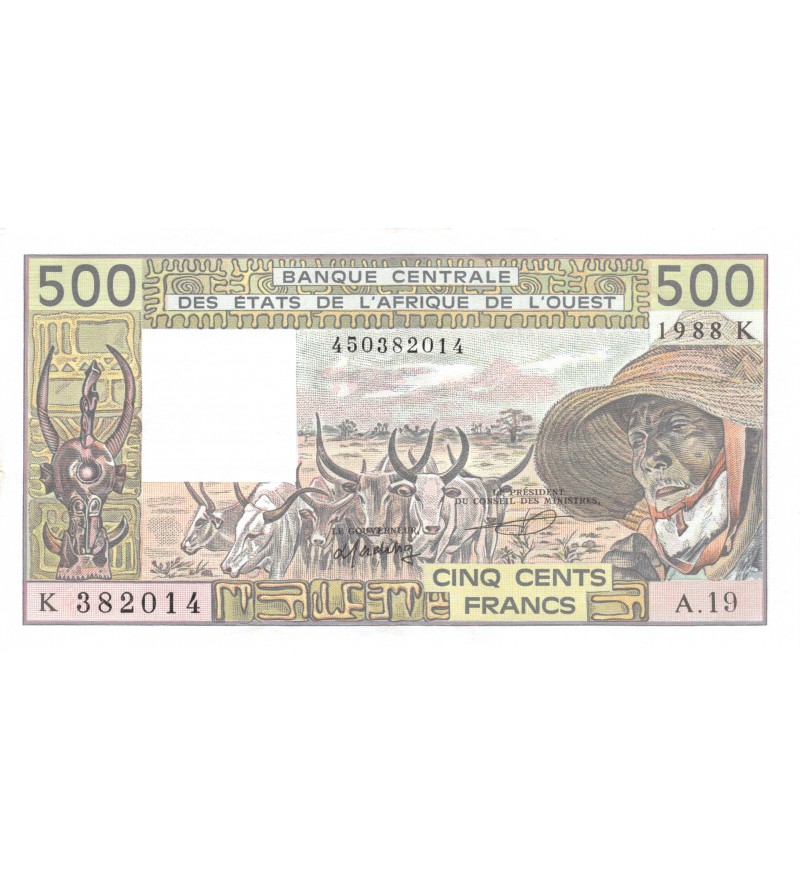 ETATS DE L'AFRIQUE DE L'OUEST - 500 FRANCS 1988