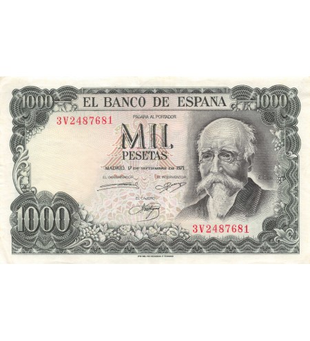 ESPAGNE - 1000 PESETAS 17-09-1971 - JOSE ECHEGARAY