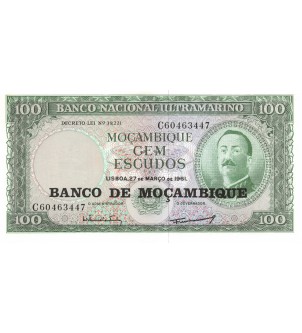 MOZAMBIQUE - 100 ESCUDOS 27-03-1961 - FILIGRANE BLASON