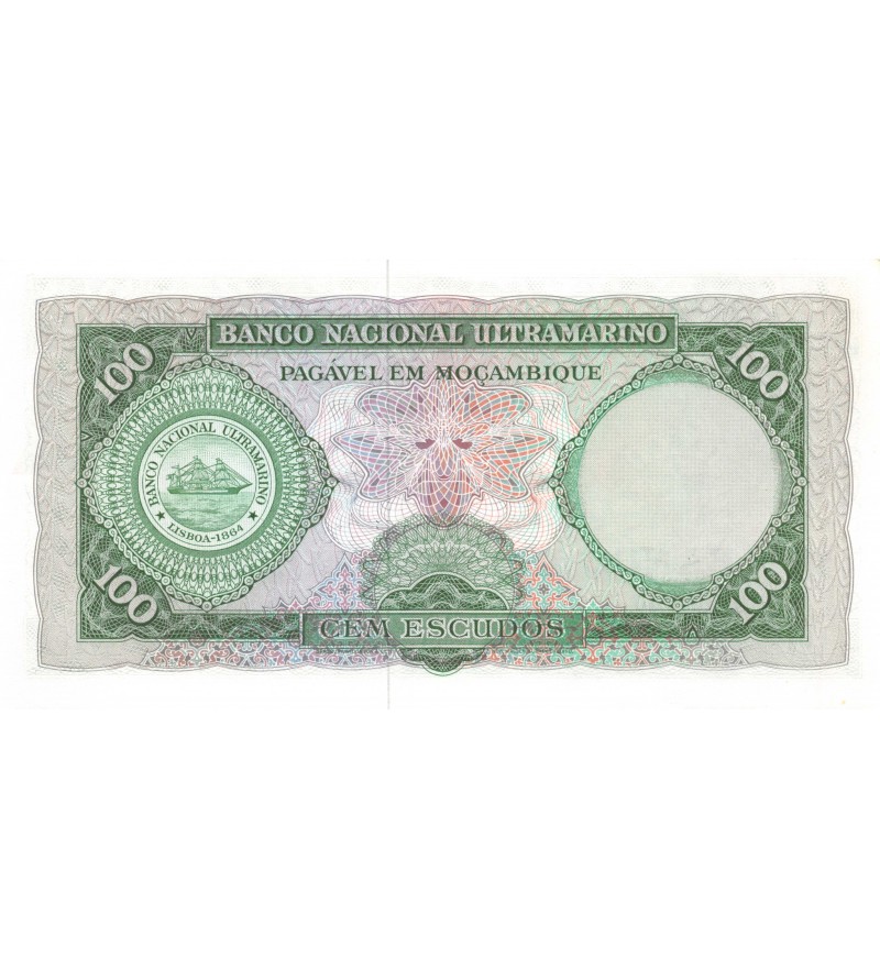 MOZAMBIQUE - 100 ESCUDOS 27-03-1961 - FILIGRANE BLASON