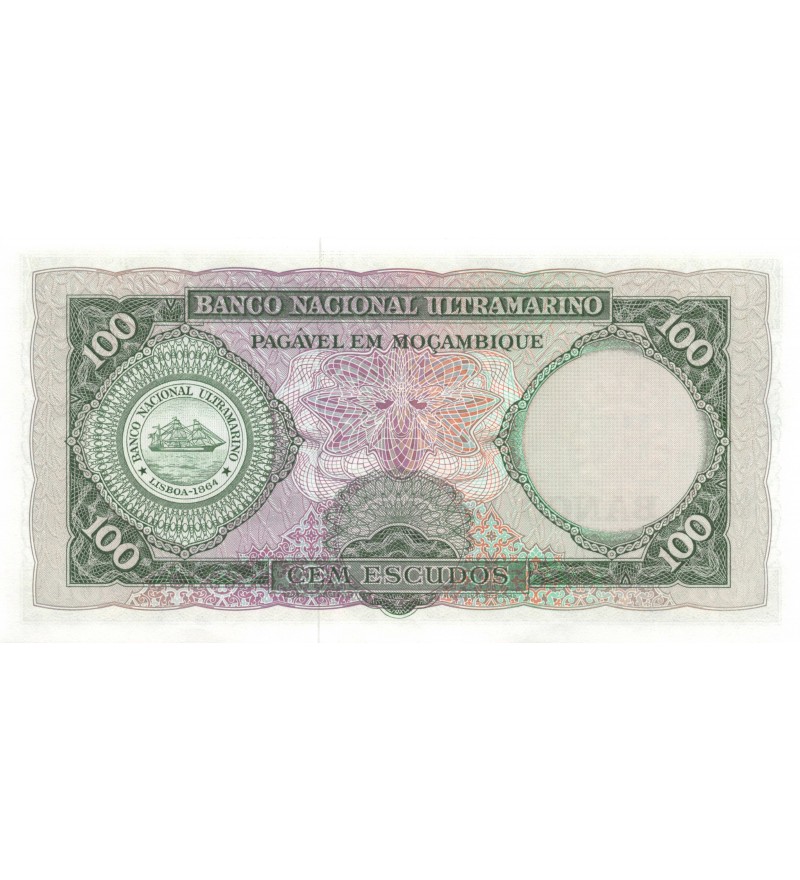 MOZAMBIQUE - 100 ESCUDOS 27-03-1961 - FILIGRANE BLASON