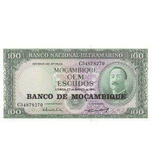 MOZAMBIQUE - 100 ESCUDOS 27-03-1961 - FILIGRANE BLASON 2