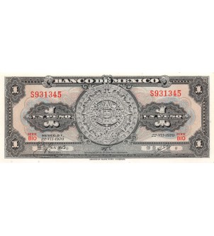MEXIQUE - 1 PESO 22-07-1970 - CALENDRIER MAYA