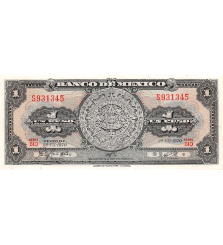 MEXIQUE - 1 PESO 22-07-1970 - CALENDRIER MAYA