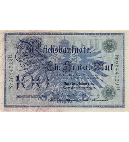 ALLEMAGNE - 100 MARK 07-02-1908