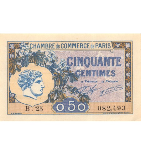 CHAMBRE DE COMMERCE DE PARIS - 50 CENTIMES 10-03-1920