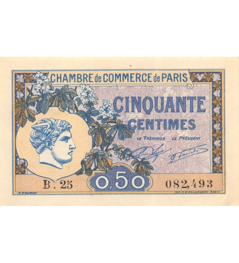 CHAMBRE DE COMMERCE DE PARIS - 50 CENTIMES 10-03-1920