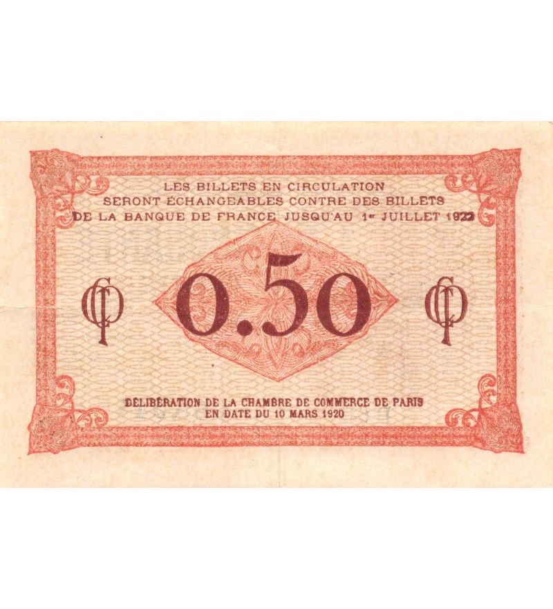 CHAMBRE DE COMMERCE DE PARIS - 50 CENTIMES 10-03-1920