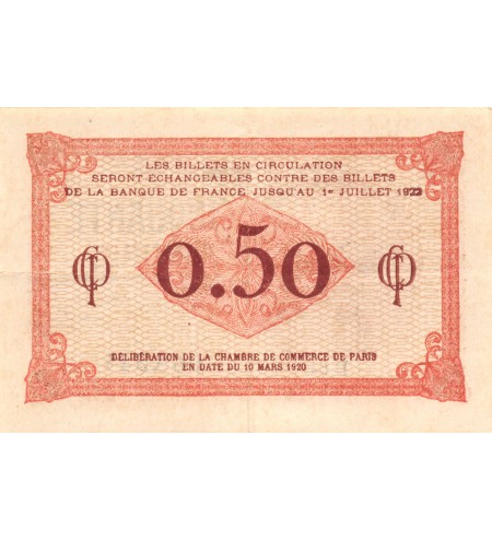 CHAMBRE DE COMMERCE DE PARIS - 50 CENTIMES 10-03-1920